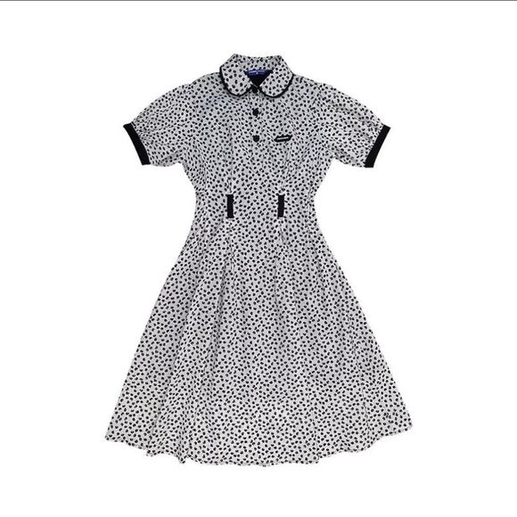 SERIOUS ZIZIFE French Retro Yamamoto Style Black & White Floral Midi Dress Sz M - Picture 7 of 16